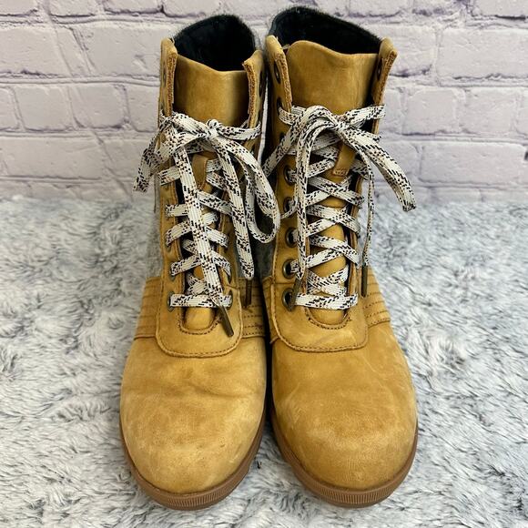 Sorel Lexie Wedge Waterproof Ankle Boots Camel Brown Gray Felt Women's 9.5 - Picture 4 of 9